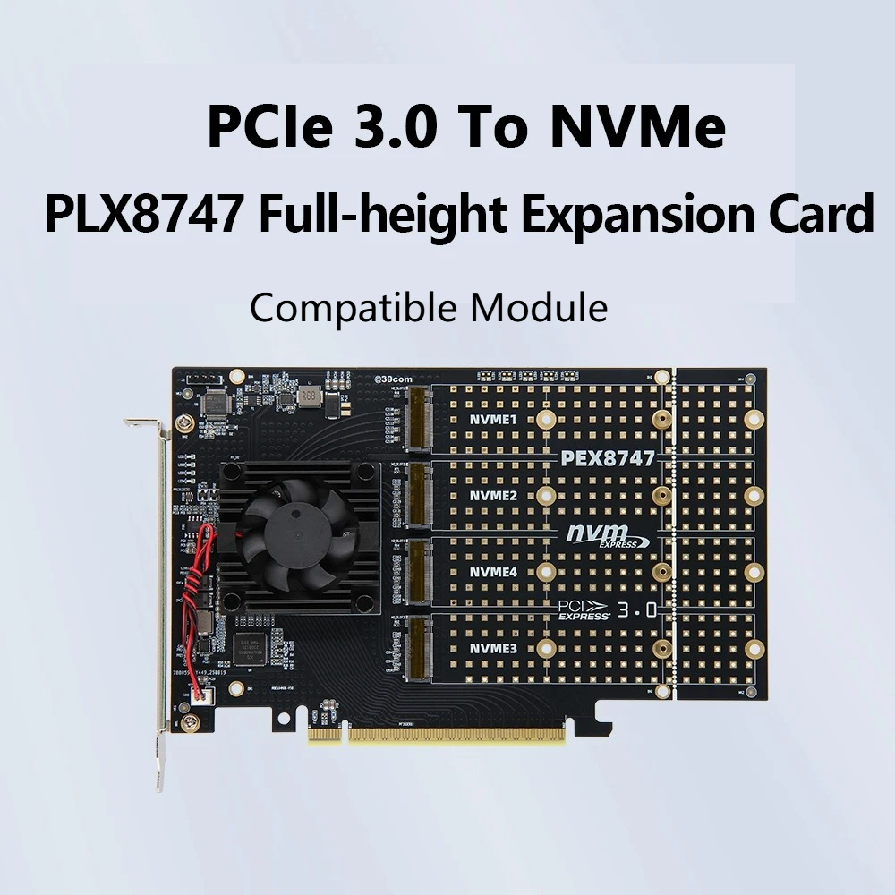PCIe 3.0 X8 4‑Bay M.2 NVMe Exp - Quad M.2 Nvme Pcie Bifurcation Card recension och pris